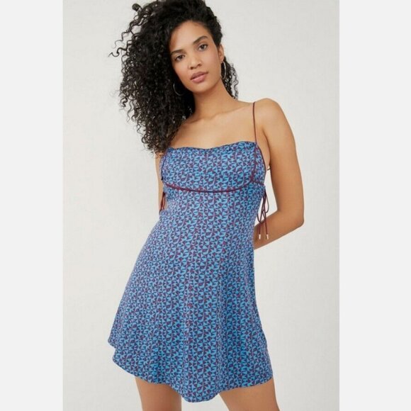 Free People Kai Mini Dress Print Tie Strap Low Back Backless Sundress Summer Sun - Picture 6 of 12